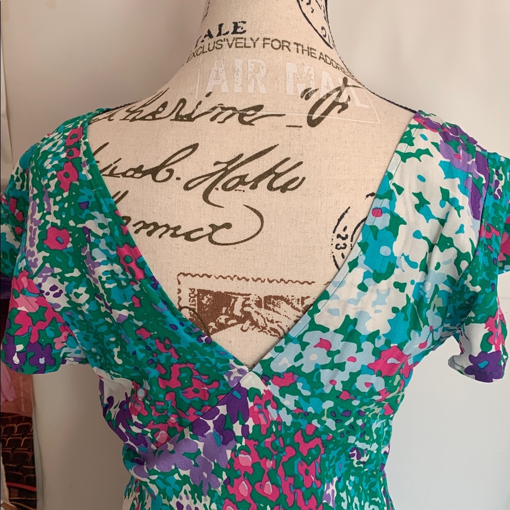 💐NWT Rails Green Floral Midi Dress with Pink, Purple & White Accents, Sz S - Picture 7 of 13